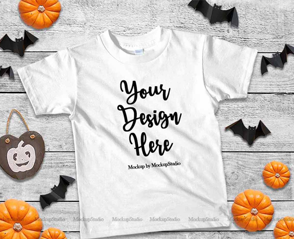 Halloween Kids White Tshirt Mock Up Template