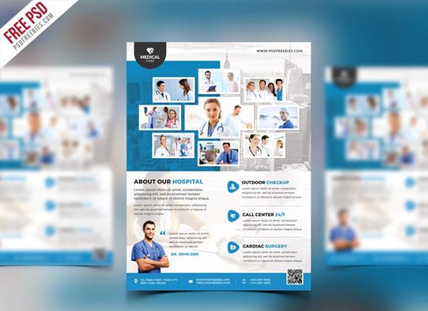 Health Clinic and Hospital Flyer Free PSD Template