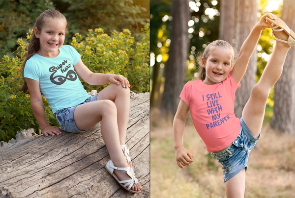 High Quality Photo-Realistic Girls T-shirt Mock-up