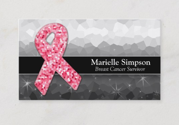 Hot Pink Glitter Breast Cancer Business Card