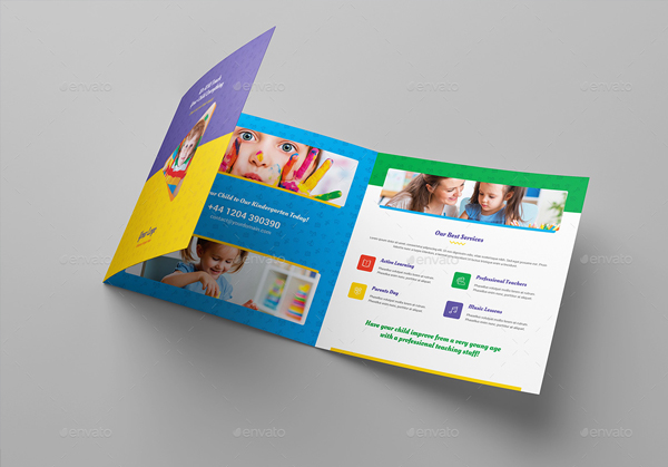 Kindergarten Tri-Fold Square Brochure Template