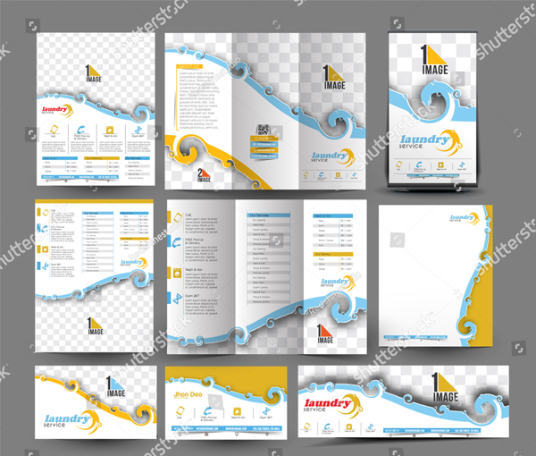Laundry Service Business Stationery Set Template