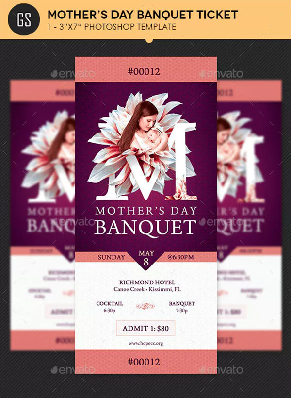 Mothers Day Banquet Ticket Template