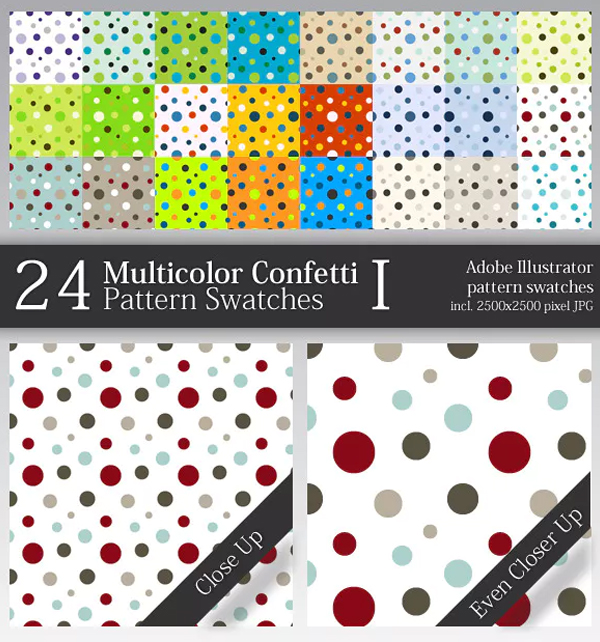 Multicolor Confetti Pattern Swatches for Illustrator
