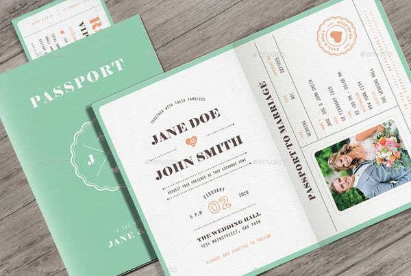 Pastel Passport Wedding Invitation