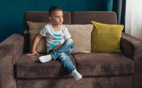 Photorealistic Kids T-Shirt PSD Mockup