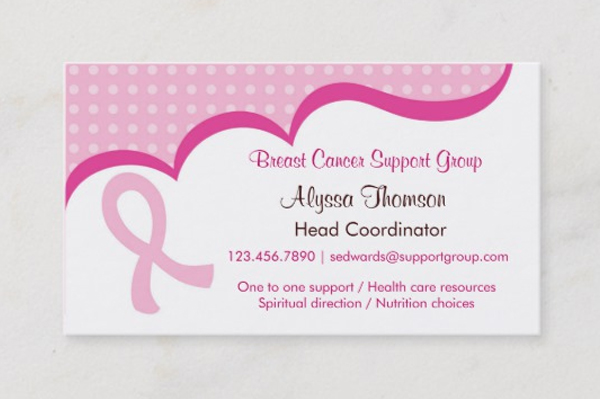 Pink Ribbon Breast Cancer Business Card Template