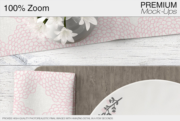 Plates Napkins & Tablecloth Set Mockup
