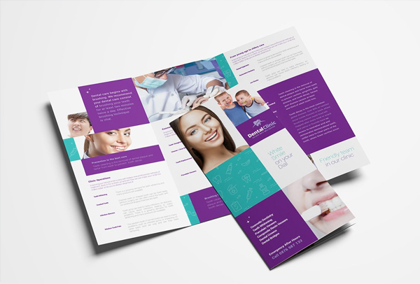 Printable Dental Clinic Trifold Brochure Template