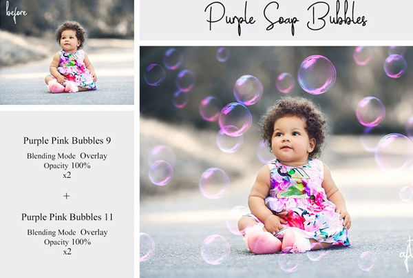 Purple Soap Bubbles PSD Overlays