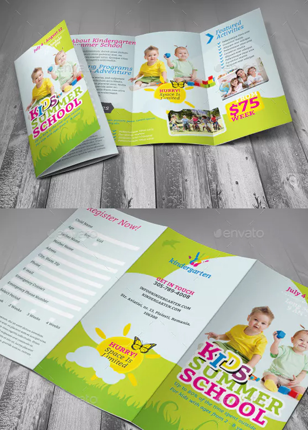Summer School Kindergarten Trifold Brochure