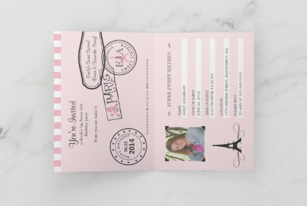 Sweet 16th Passport Invitation