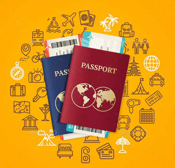 Travel and Tourism Concept Card with Passport