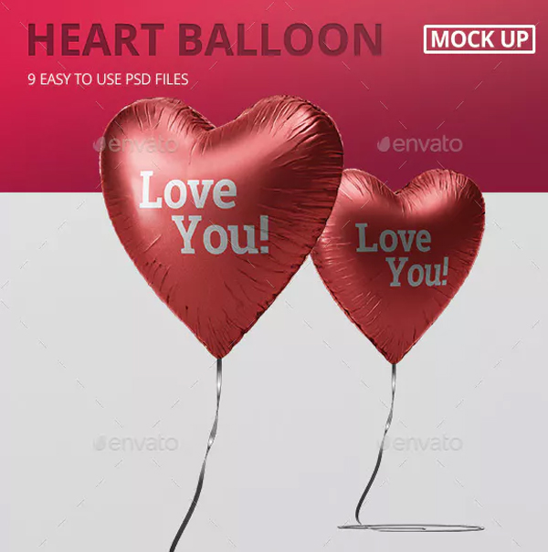 Valentine Heart Balloon Mockup