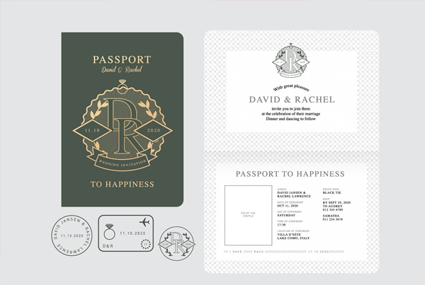 Vector Passport Wedding Invitation