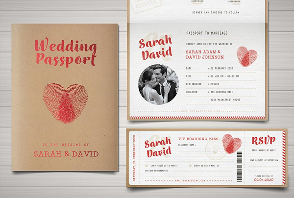 Vintage Passport Wedding Invitation Template