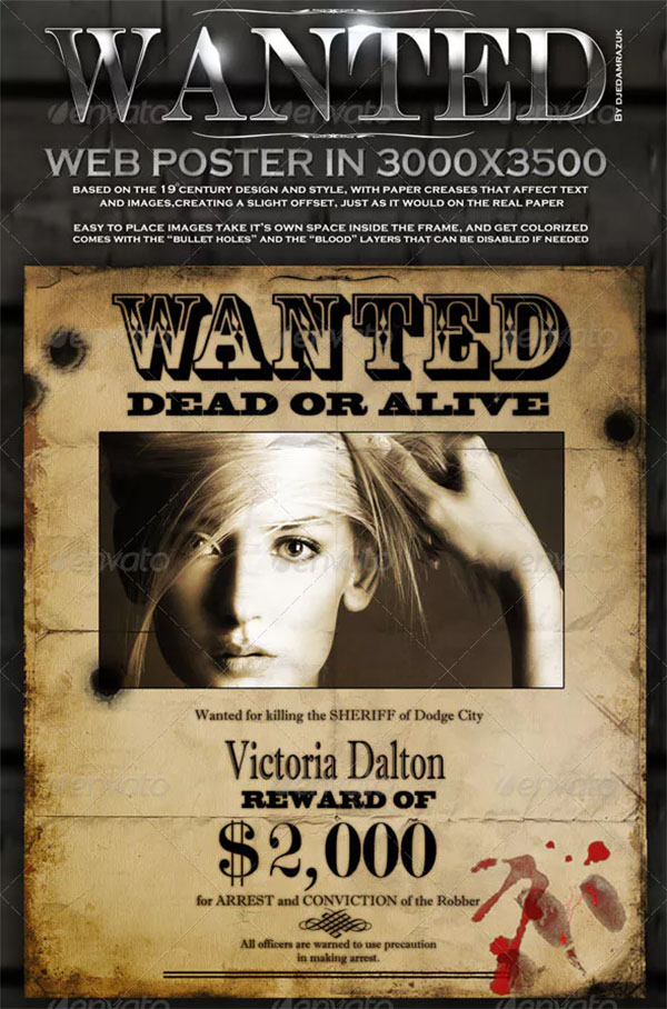 Editable Old Wanted Poster