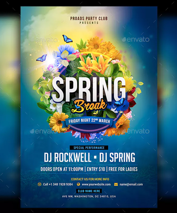 Editable Spring Break Flyer Template