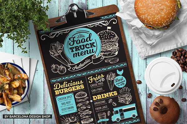 Free! Trifold + Food Truck Menu Template
