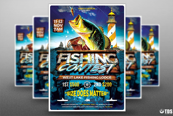 Fishing Contest Flyer Design Template
