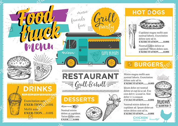 Food Truck Festival Vector Menu