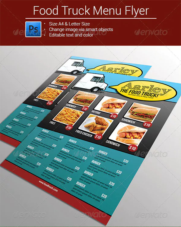 Food Truck Menu Flyer Template
