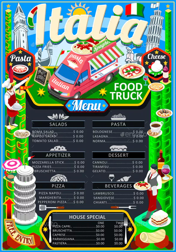 Food Truck Menu Street Food Pizza Festival