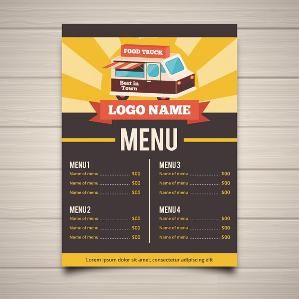Food truck Menu Free PSD Template