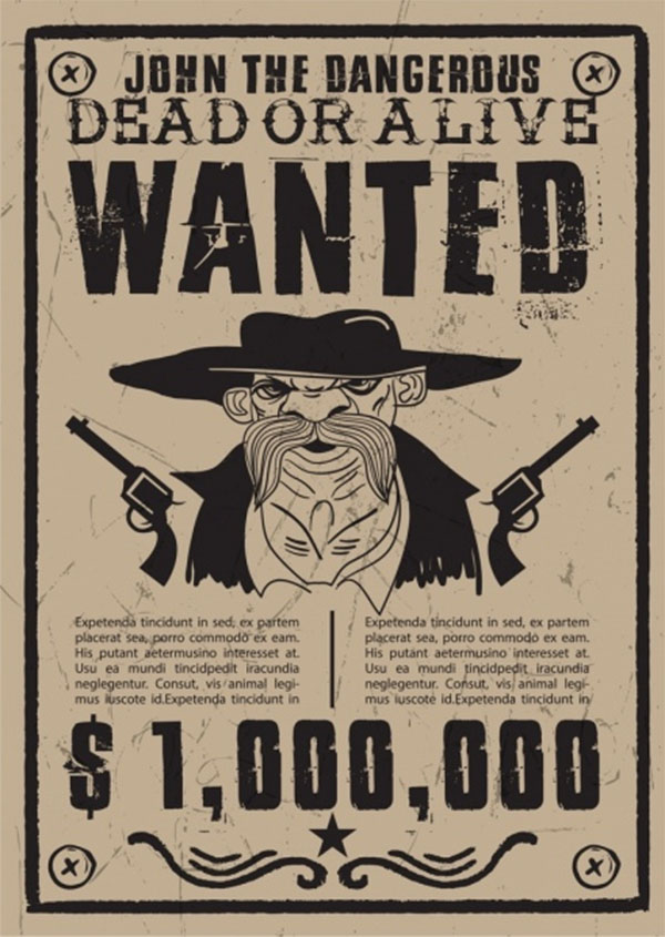 Free Cowboy wanted Poster Black and White