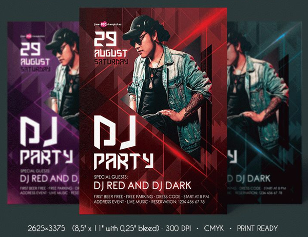 Free DJ Party Flyer PSD Template