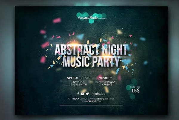 Free Download DJ Party Horizontal Flyer Template