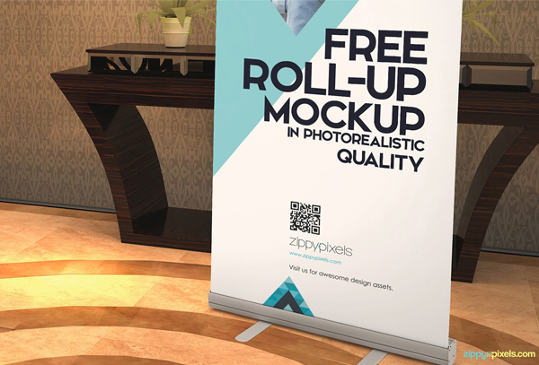 Free Elegant Roll Up Banner Mockup