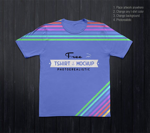 Free Half Sleeves White T-shirt Mockup PSD