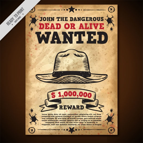Free PSD Wanted Poster Template