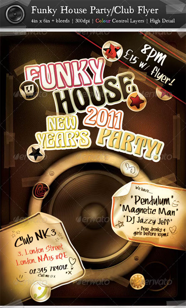 Funky House Party Club Flyer