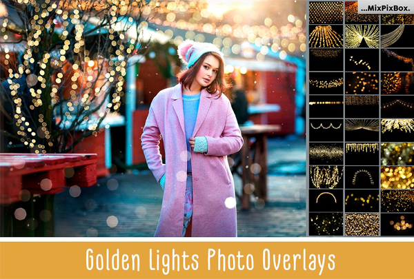 Golden Lights Photo Overlays