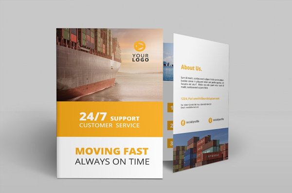 Logistic Service Bi-Fold Brochure Design Template