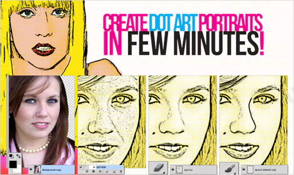 Pop Art Dot Comic Portrait Action