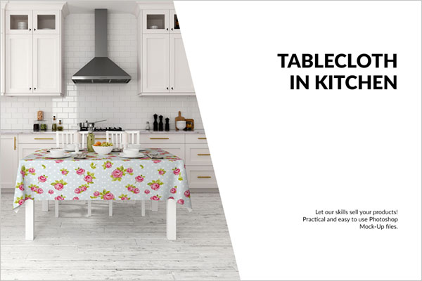 Tablecloth in Kitchen Mockup Set