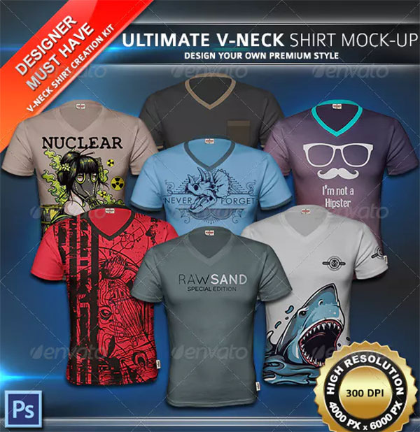 V-Neck T-Shirt Mockup