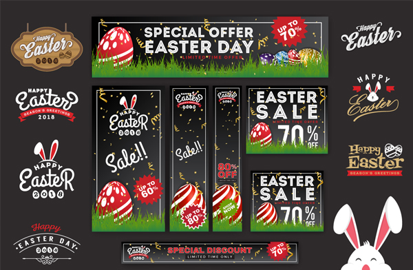 Vector Illustration Easter Sale Banners