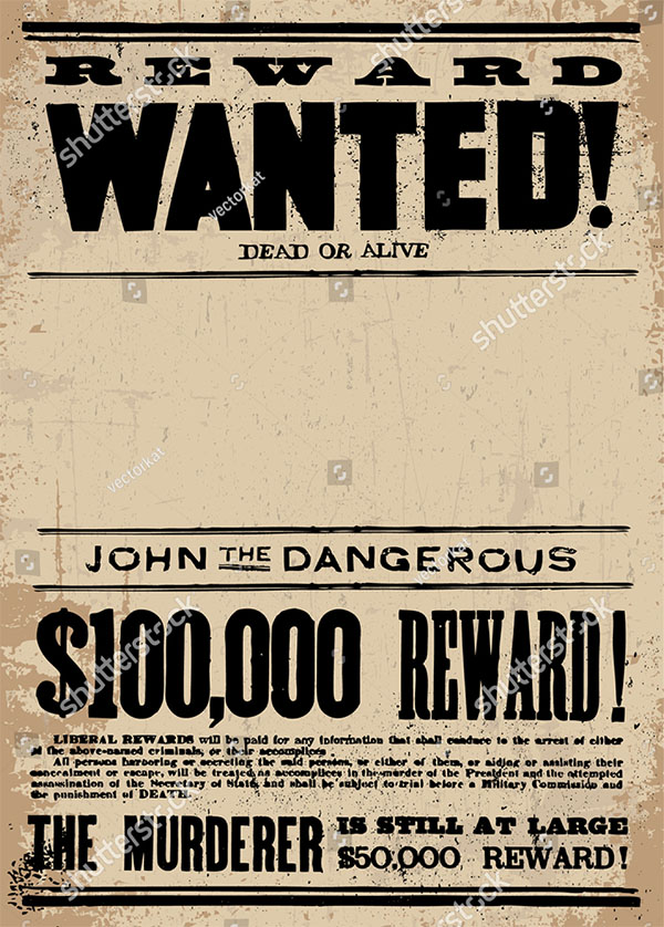 Vector Vintage Wanted Poster Template