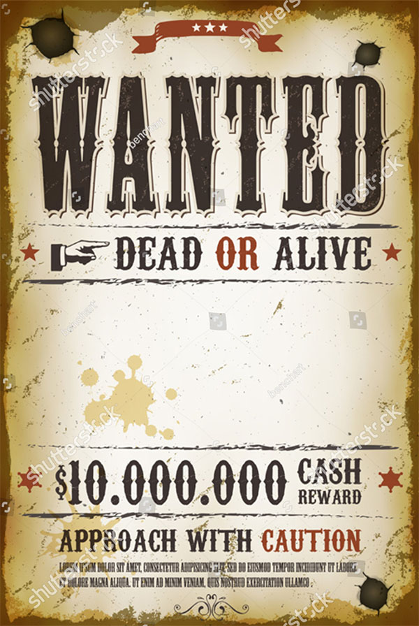 Vector Wanted Vintage Western Poster