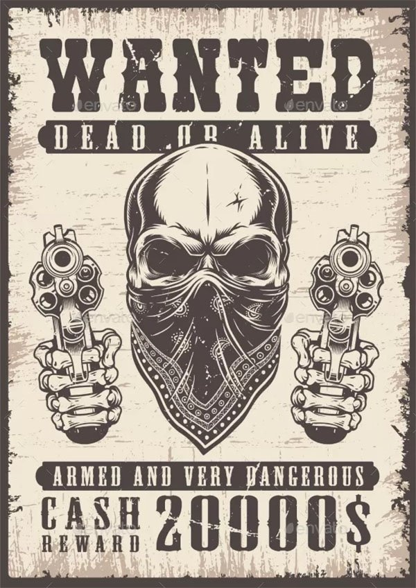 Wanted Vintage Poster Design Template