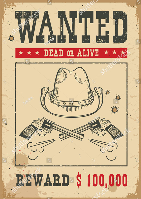 Western vintage Vector Wanted Poster