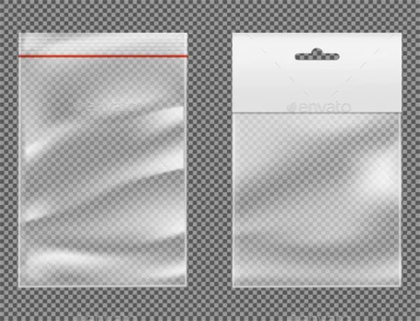 Ziplock Plastic Packets Realistic Vector Set
