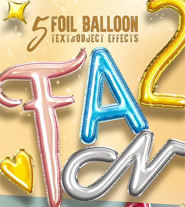 3D Foil Balloon Text Effects for Photoshop