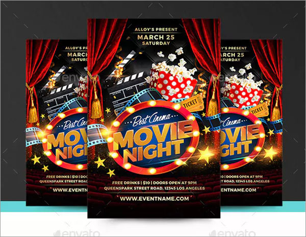 3D Movie Night Flyer Template