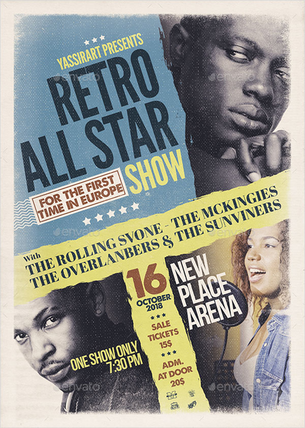 A3 Retro Music Band Poster Template