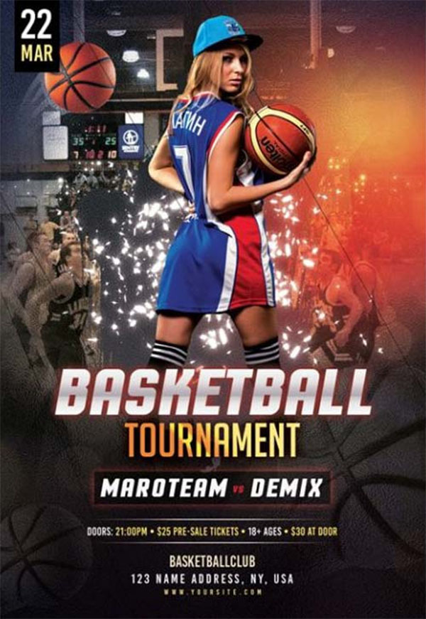 Basketball Tournament Free PSD Flyer Template